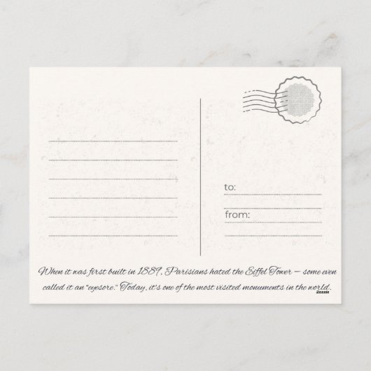 Eiffel Tower Paris Feestdagenkaart (Achterkant)