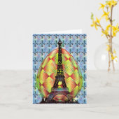 Eiffel Tower, Paris Fleur-de-lis Paasdag Kaart (Gele Bloem)