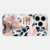 Eiffel Tower Paris Floral Case-Mate iPhone Case (Achterkant (horizontaal))