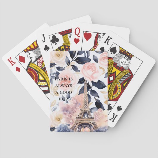 Eiffel Tower Paris Floral Pokerkaarten (Achterkant)