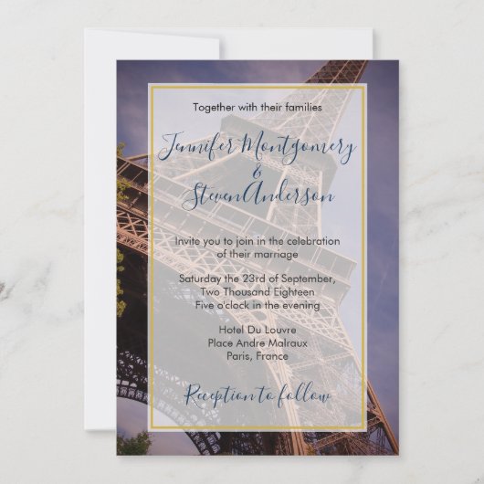 Eiffel Tower Paris France Destination Wedding Kaart (Voorkant)