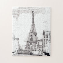 Eiffel Tower Paris France Pen Illustratie inkt