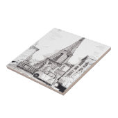Eiffel Tower Paris France Pen Illustratie inkt Tegeltje (Zijkant)
