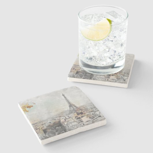 Eiffel Tower. Paris, France  Stenen Onderzetter (Zijkant)