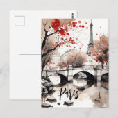 Eiffel Tower Paris Frankrijk Briefkaart (Voorkant / Achterkant)