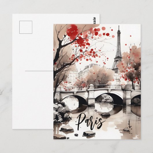 Eiffel Tower Paris Frankrijk Briefkaart (Voorkant / Achterkant)