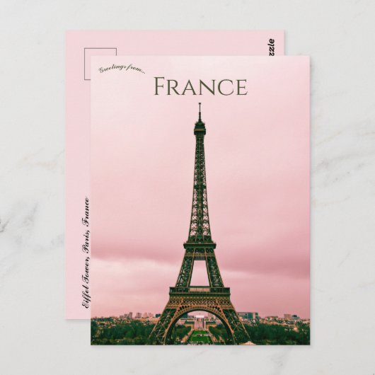 Eiffel Tower Paris Frankrijk Briefkaart (Voorkant / Achterkant)