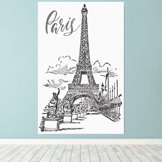 Eiffel Tower Paris Frankrijk Canvas Afdruk (Insitu (Houten vloer))