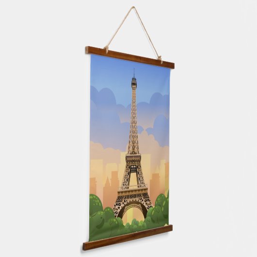 Eiffel Tower Paris Frankrijk Hangend Wandkleed (Gebogen)