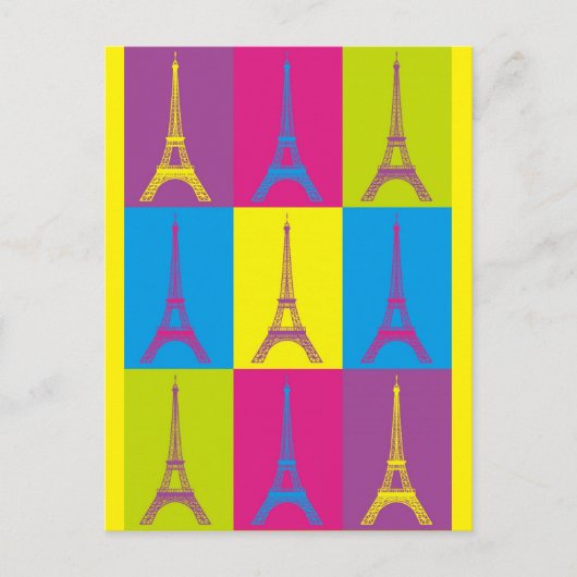 Eiffel Tower Paris Frankrijk Pop Art Briefkaart (Voorkant)
