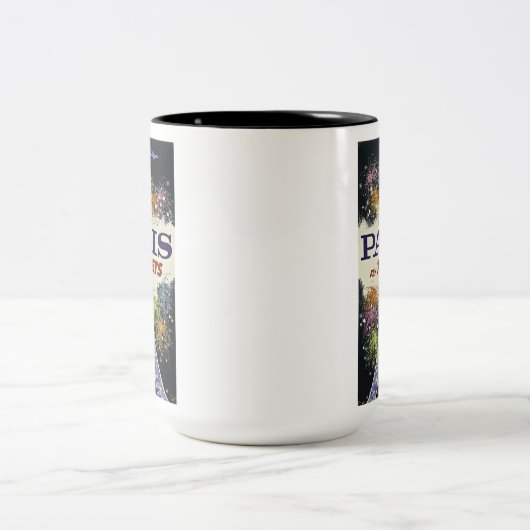 Eiffel Tower Paris Frankrijk Poster voor reizen Tweekleurige Koffiemok (Center)