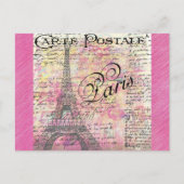 Eiffel Tower Paris Frankrijk Roze Briefkaart (Voorkant)