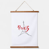 Eiffel Tower Paris Frankrijk Schets Hangend Wandkleed (Voorkant)