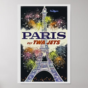 Eiffel Tower Paris Frankrijk Vintage Travel Poster