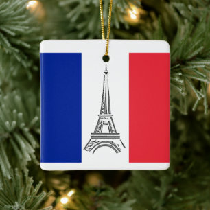 Eiffel Tower Paris, Frans Theme Kerstannament Keramisch Ornament