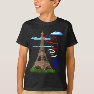 Eiffel Tower Paris Franse vlag T-shirt