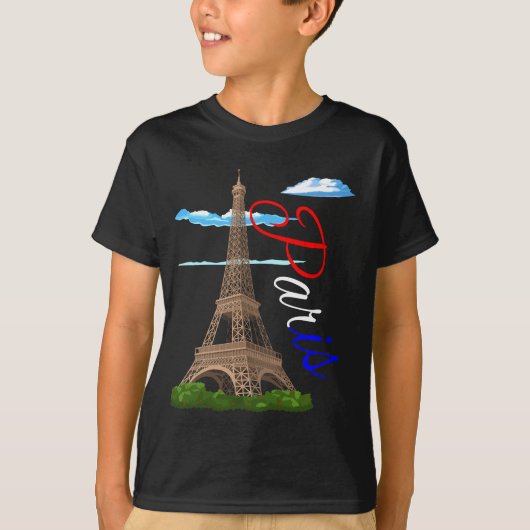 Eiffel Tower Paris Franse vlag T-shirt (Voorkant)