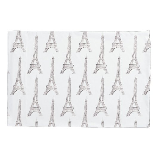 Eiffel Tower Paris Franse Waterverf Doodle Pillow Kussensloop (Achterkant)