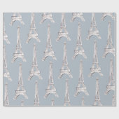 Eiffel Tower Paris Franse Waterverf Patroonreep Cadeaupapier (Vlak)