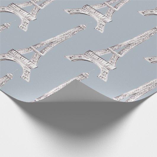 Eiffel Tower Paris Franse Waterverf Patroonreep Cadeaupapier (Hoek)
