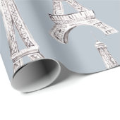 Eiffel Tower Paris Franse Waterverf Patroonreep Cadeaupapier (Rol Hoek)