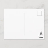 Eiffel Tower Paris Girl en Cat Blue Damask Briefkaart (Achterkant)