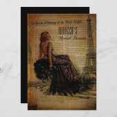 eiffel tower paris girl retro vrijgezellenfeest kaart (Voorkant / Achterkant)