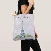 Eiffel Tower Paris Ink Schets op Roze Sparkle Tote Bag (Dichtbij)