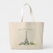 Eiffel Tower Paris inktketting met Jouw naam Grote Tote Bag (Achterkant)