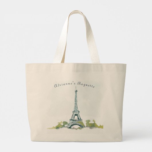 Eiffel Tower Paris inktketting met Jouw naam Grote Tote Bag (Achterkant)