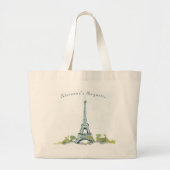 Eiffel Tower Paris inktketting met Jouw naam Grote Tote Bag (Voorkant)