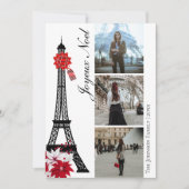 Eiffel Tower Paris Joyeux Noel 3 Kerstmis Feestdagenkaart (Voorkant)