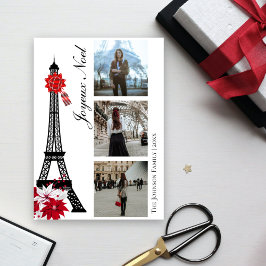 Eiffel Tower Paris Joyeux Noel 3 Kerstmis Feestdagenkaart