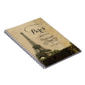 Eiffel Tower Paris  kaart Gold Monogram Foto Notitieboek (Rechterzijde)