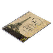 Eiffel Tower Paris  kaart Gold Monogram Foto Notitieboek (Linkerzijde)