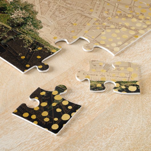 Eiffel Tower Paris  kaart monogram Naam Legpuzzel (Zijkant)