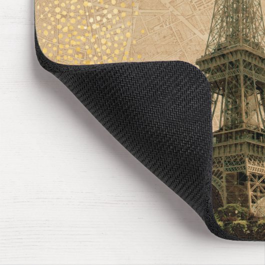 Eiffel Tower Paris  kaart monogram Naam Muismat (Hoek)