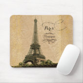 Eiffel Tower Paris kaart monogram Naam Muismat (Met muis)