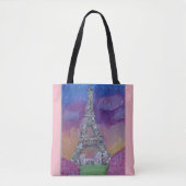 Eiffel Tower Paris Life Folk Art Painting Tote Bag (Voorkant)