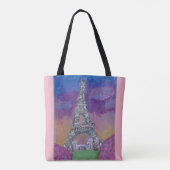 Eiffel Tower Paris Life Folk Art Painting Tote Bag (Achterkant)