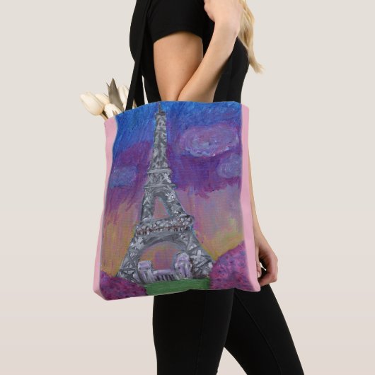 Eiffel Tower Paris Life Folk Art Painting Tote Bag (Dichtbij)