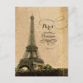 Eiffel Tower Paris  Map Gold Stippen Monogram Briefkaart (Voorkant)