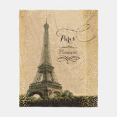 Eiffel Tower Paris  Map Gold Stippen Monogram Fleece Deken (Voorkant)
