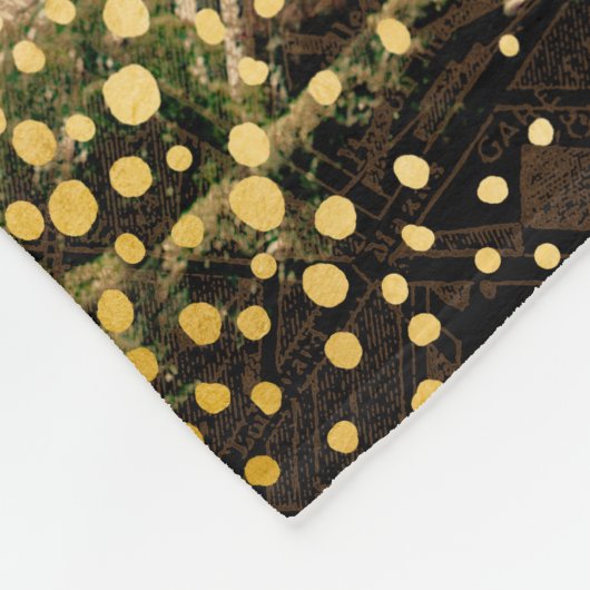 Eiffel Tower Paris  Map Gold Stippen Monogram Fleece Deken (Hoek)