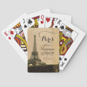 Eiffel Tower Paris  Map Gold Stippen Monogram Pokerkaarten (Achterkant)