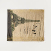 Eiffel Tower Paris Map Gold Stippen Monogram Wandkleed (Voorkant (horizontaal))