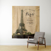 Eiffel Tower Paris Map Gold Stippen Monogram Wandkleed (In situ)