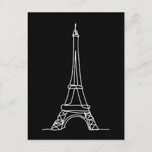 Eiffel Tower Paris Minimale Lijn Kunst Briefkaart