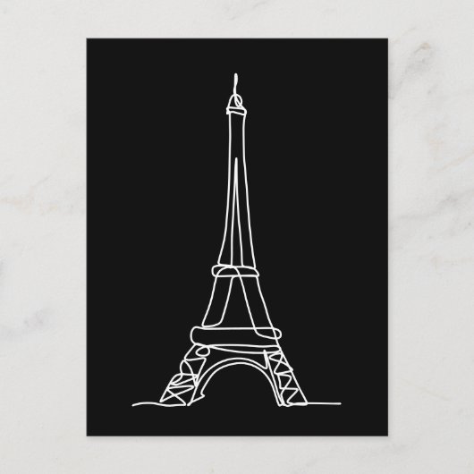 Eiffel Tower Paris Minimale Lijn Kunst Briefkaart (Voorkant)