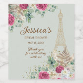 Eiffel Tower Paris Mint Green Vrijgezellenfeest Wijn Etiket (Enkel label)